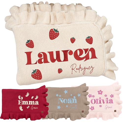 SWaddle AN Personalized Embroidered Strawberry Baby Blanket – Boho Floral