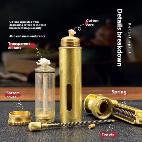 Image of Smoke King Trench Lighter Vintage Refillable Lighter with Mechanical Grinding Wheel, Transparent Oil Tank, Windproof & Durable Retro Design Gift for Men (Fuel Not Included)