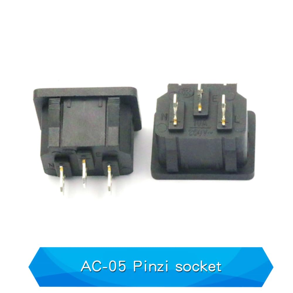 V TELESKY 1PCS AC-01 AC-02 AC-03 AC-05 AC-06 C14 Electrical AC Socket with Fuse Holder Connector Socket (AC-05)