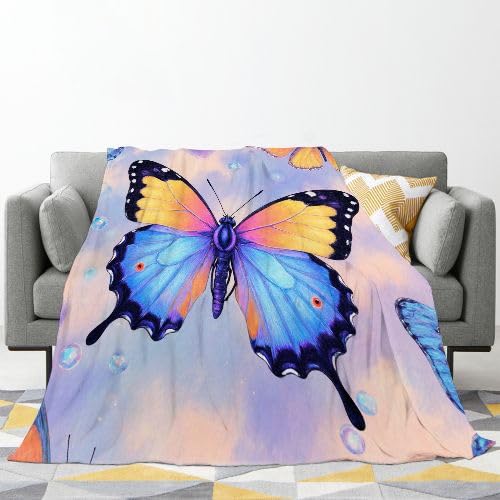 Manta Polar 220 x 240 Mariposas, Mantas para Cama 105 de Franela Cálida y Cómoda para Niños y Adultos, Mantitas para Sofá Reversible para Cubre Sofa Colchas, Fácil de cuidar_7919a