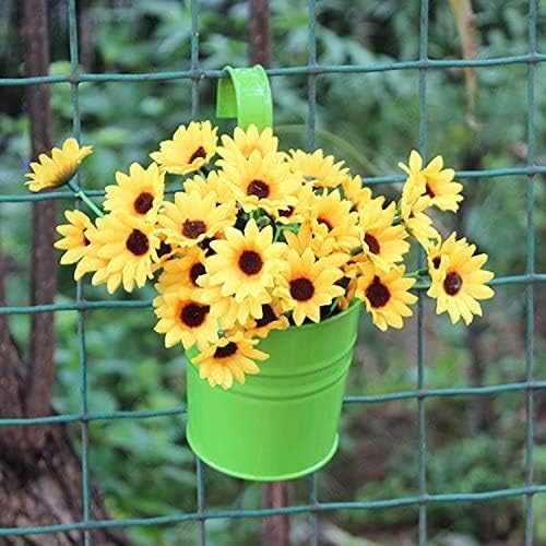 Miniatura 4 de LOVOUS Macetas colgantes de hierro grandes de 6.3 x 4.7 x 5.3 pulgadas, macetas colgantes de hierro para balcón, barandilla de jardín, juego de