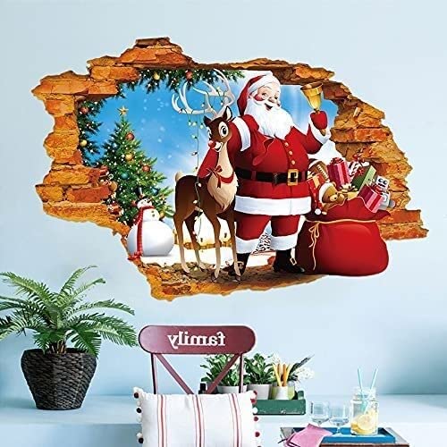 Świąteczne naklejki na okna, dekoracje świąteczne, naklejki na okna Świąteczna naklejka na ścianę 3D Santa murale Salon sypialnia pokój TV tło dekoracje ścienne naklejki ścienne do pokoi dziecięcych