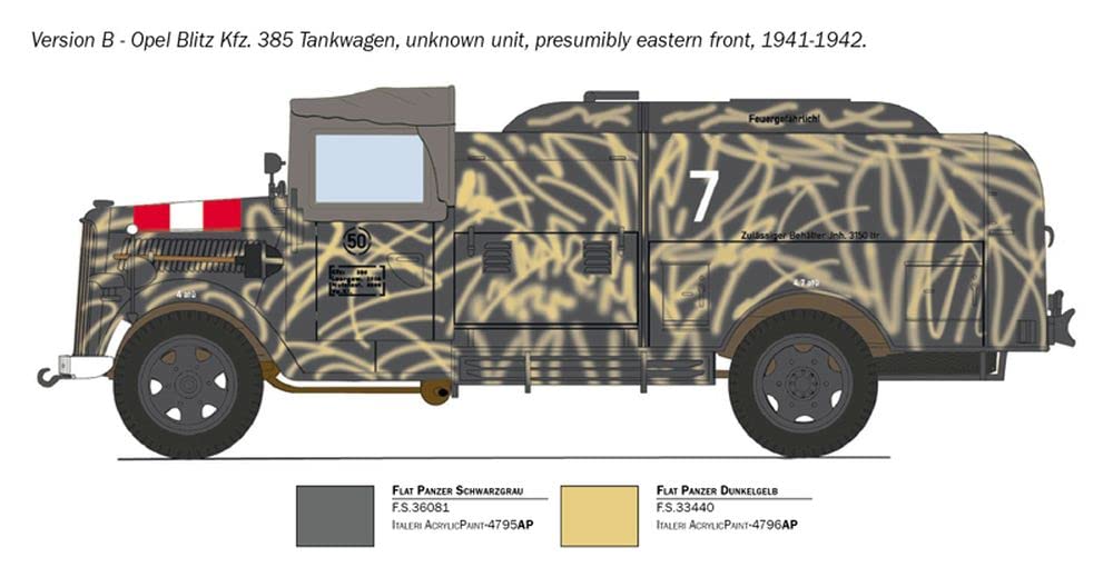 Italeri 2808S 1:48 Sd.Kfz.385 Tankwagen Bat.o.Brit, Modellbau, Bausatz, Standmodellbau, Basteln, Hobby, Kleben, Plastikbausatz, detailgetreu, Grau