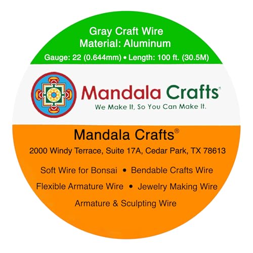 Image of Mandala Crafts 22 Gauge Gray Anodized Aluminum Craft Wire, 100 FT | Colored, Flexible, Bendable, for Bonsai, Armature, Sculpting, Wire Wrapping, Jewelry Making, Weather & Tarnish Resistant