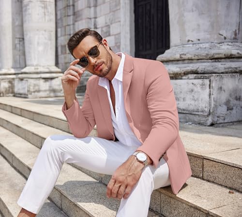 Image of COOFANDY Men's Casual Knit Blazer Two Button Lightweight Sport Coats Suit Jacket