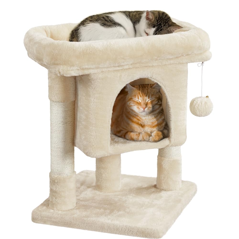 Yaheetech Tiragraffi Albero per Gatti con Posatoio Grande Graffiatoio per Gatti 40,5 x 40,5 x 59 cm Beige