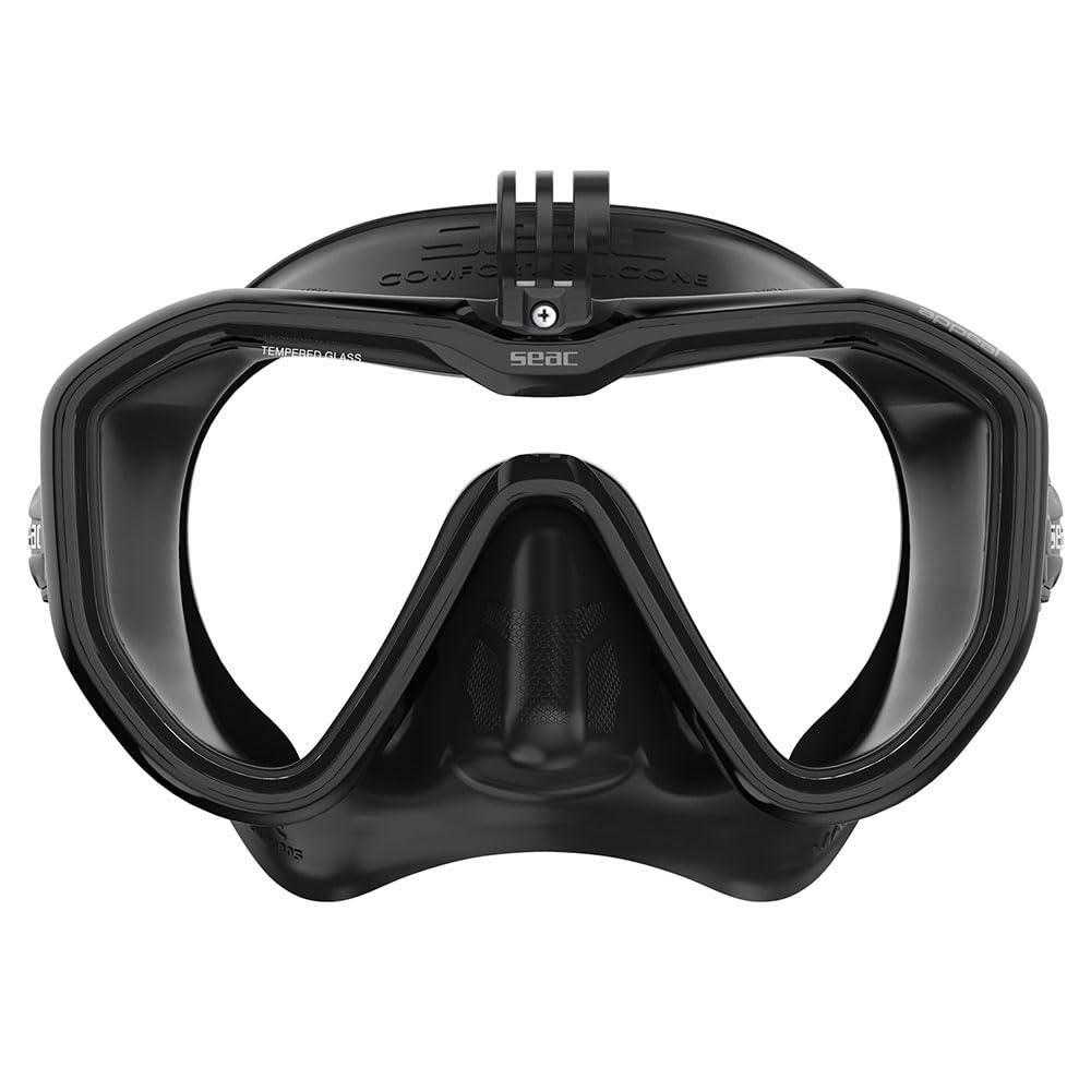 SEAC Appeal Pro, Made in Italy Single Lens Diving Mask with Universal Attachment for Action Cameras