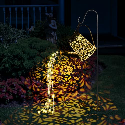 GuKKK Regadera Solar Luces Decoraciones de Jardín, Luces LED para Jardín con Diseño de Estrella, Impermeable LED Luz de Hadas Cielo Estrellado con Soporte, para Valla de Parque, Césped, Patio (B)