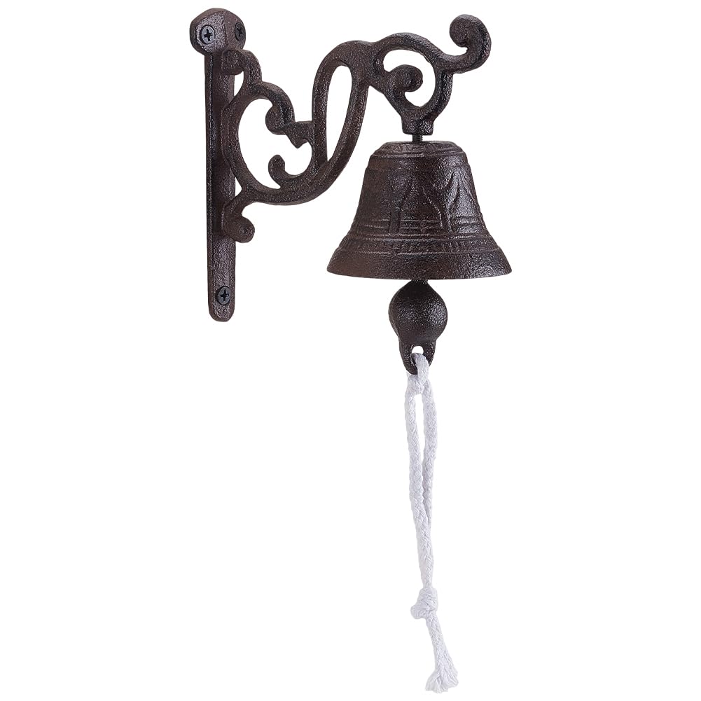 UNICRAFTALE Vintage Cast Iron Dinner Hanging Bell Outdoor Wall Mounted Bell Doorbell for Outside Front Door Garden Home Decor Clear Sound