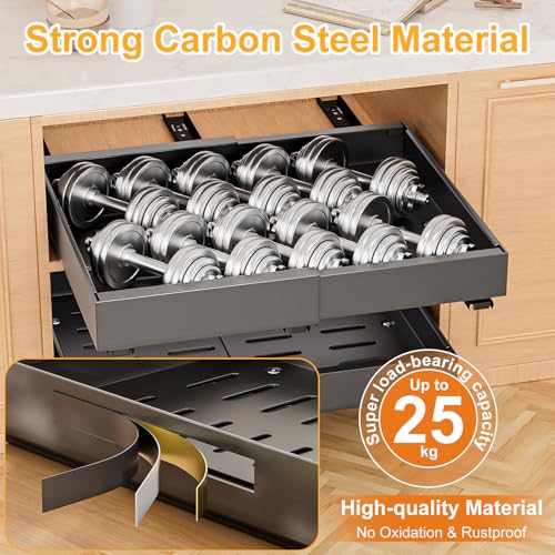 Cajón de cocina extensible de alta resistencia y diseño deslizante para armarios, set de 2 6