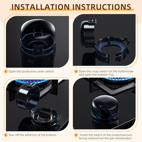 2025 Upgraded Gas Stove Knob Covers Locks for Child and Kids Safety, Universal Size Gas Stove Knob Cover with 3M Adhesive, Baby Proof Prevent Accidental -4 Pack - Image 6