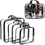 Clear Compression Packing Cubes 3 Set - Clear Toiletry Bag - PVC Makeup Bag - Large Transparent Cosm
