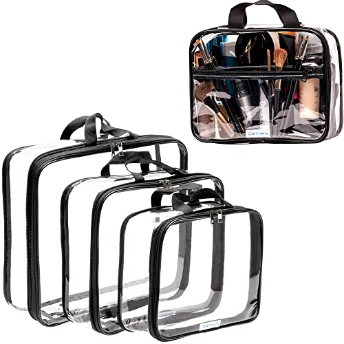 Clear Compression Packing Cubes 3 Set - Clear Toiletry Bag - Pvc Makeup Bag - Large Transparent Cosmetic Travel Case #TOP10
