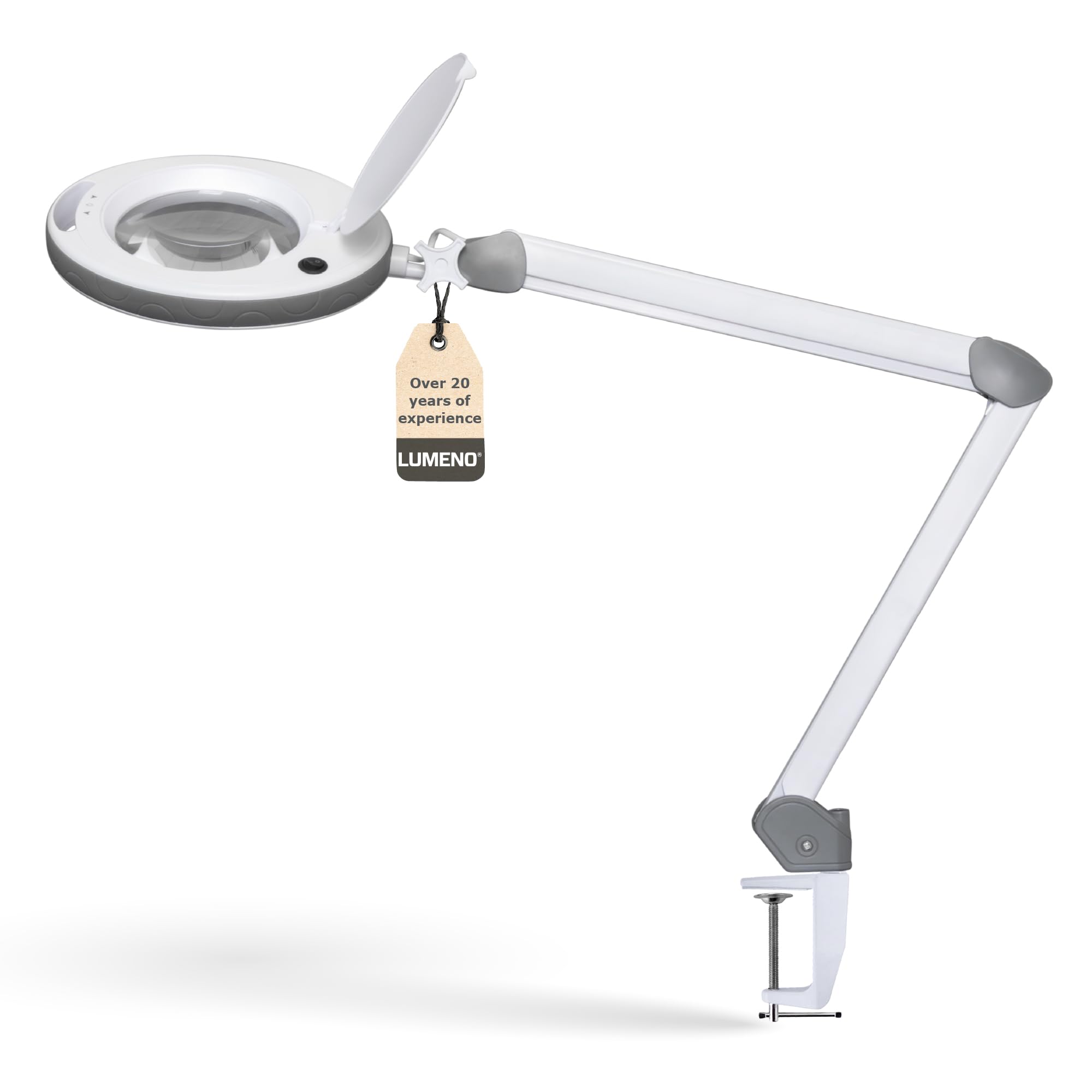 Lumeno 8515SW dimmable LED Magnifying lamp with Large 152 mm Real Glass Lens, 1150 Lumen, Workstation and DIY lamp, Reading aid, Black with 5 Diopters