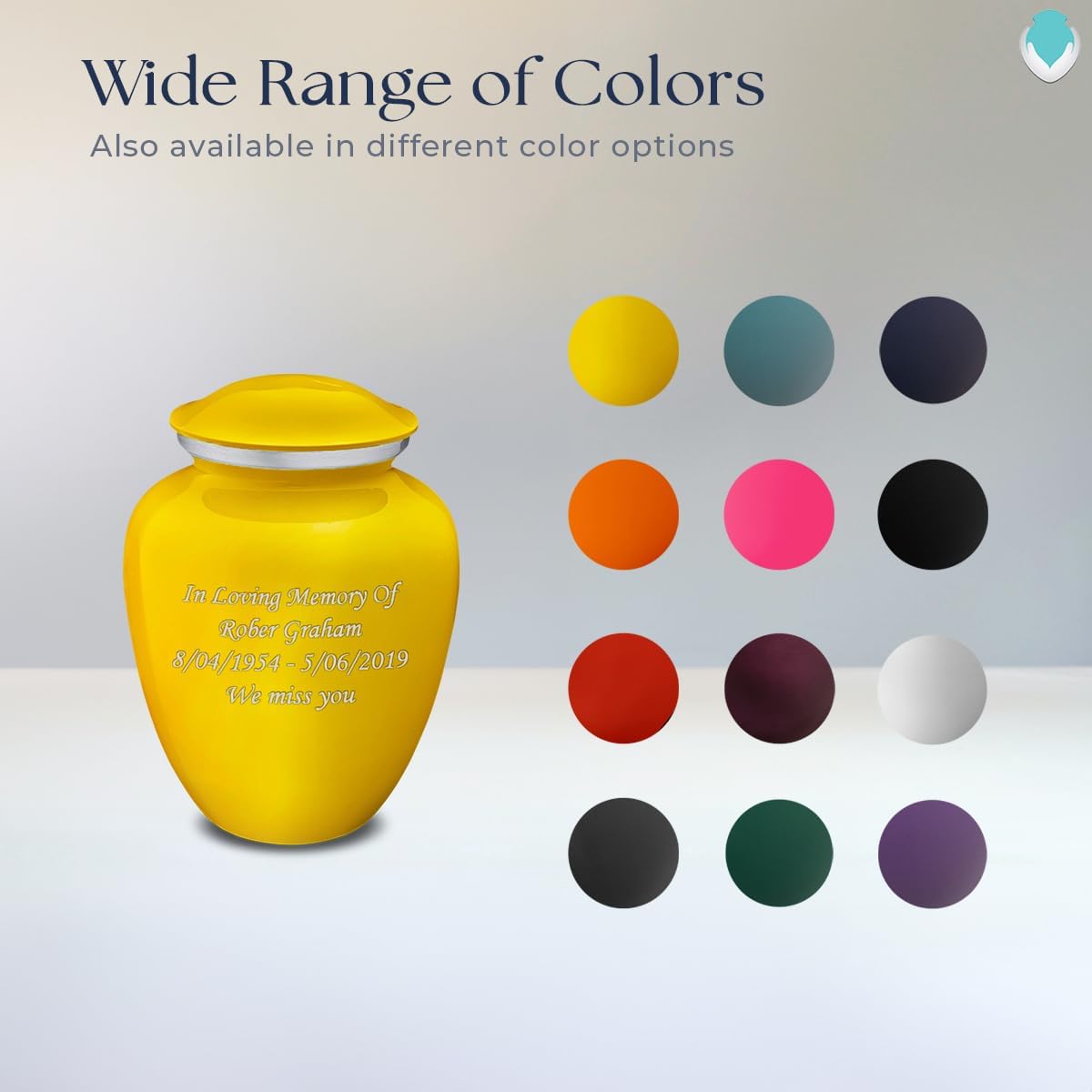 Geturns Embrace Small Personalized Cremation Urns for Human Ashes I Yellow Funeral Urn for Women and Men I 44 lbs