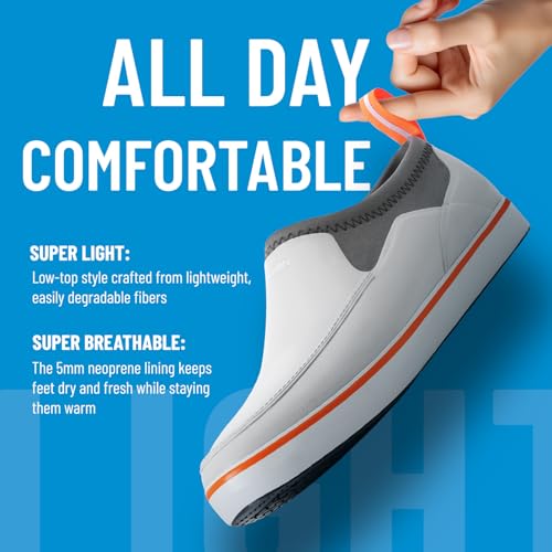 Furuian Men's Deck Shoes, Short Deck Boots Rain Boots Waterproof Rain Fishing Shoes Slip-on Rubber Loafers Lightweight Shoes for Walk Boating Sailing & Gardening4