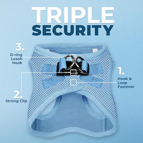 Image of Voyager Step-in Air All Weather Mesh Harness and Reflective Dog 5 ft Leash Combo Neoprene Handle, for Small, Medium and Large Breed Puppies by Best Pet Supplies - Baby Blue (Matching Trim), XS