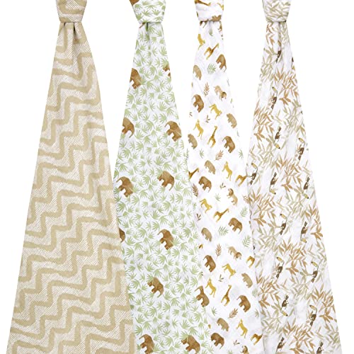 Image of aden + anais Essentials Muslin Swaddle Blankets for Baby Girls and Boys, Newborn Receiving Blanket for Swaddling, 100% Cotton Baby Swaddle Wrap, 4 Pack, Tanzania