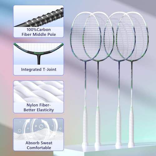 Image of Professional Carbon Fiber Badminton Rackets Badminton Racquet for Backyards Gym