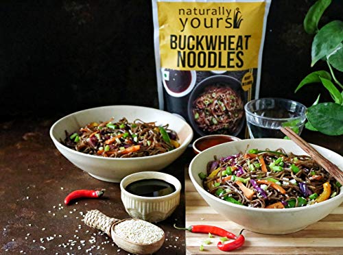 Image of Naturally Yours Buckwheat Soba Hakka Noodles | Kuttu Atta & Whole Wheat | No Maida, No Onion No Garlic, Jain Friendly, Vegan, Preservative Free | Tastemaker Inside | Healthy Noodles | 180g Pack