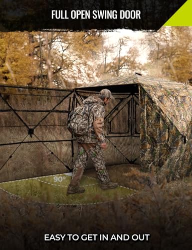 Image of TIDEWE Hunting Blind 360 See Through, Pop Up Ground Blind with Large Door