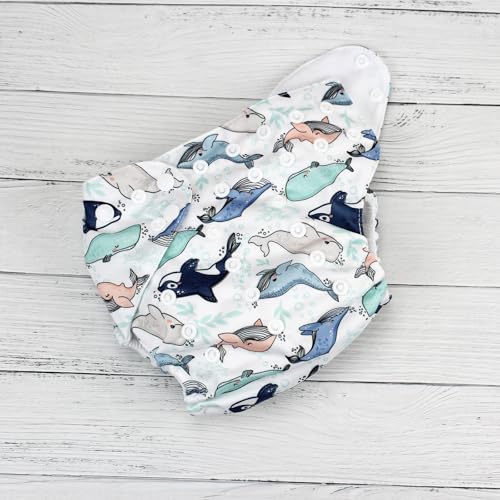 Image of Mama Koala 3.0 Pocket Cloth Diapers for Babies with AWJ Lining, 6 Pack with 6 4-Layer Natural Cloth Diaper Inserts - Reusable and Washable Pocket Diapers (Adorable Animal)