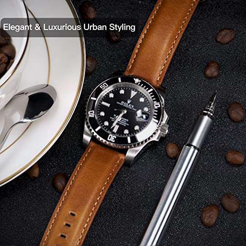 Image of OTTOODY Leather Watch Bands Quick Release, Elegant Top Grain Leather Watch Straps for Men & Women, Choice of Color & Width - 18mm, 19mm, 20mm, 21mm or 22mm Wristbands Bracelet for Watch & Smartwatch