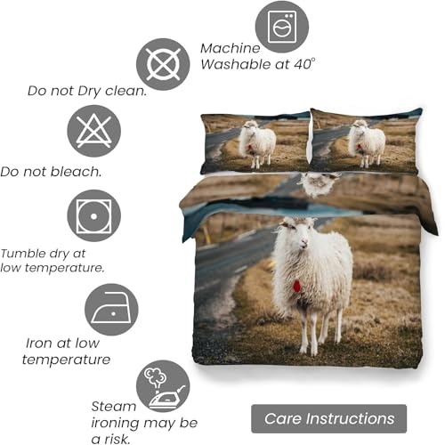Housse de couette mouton 90x190 cm avec zip pour un lit d'enfant facile à faire