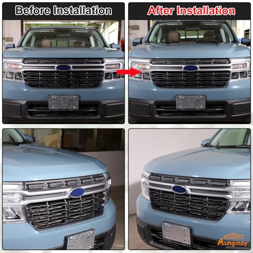 Image of Aunginsy Front Bumper Grille Cover Compatible with Ford Maverick 2022-2024 LARIAT Front Grille Mesh Inserts Trim Cover Front Grill Mesh Clip-in Grille Guard Car Air Inlet Vent Grille Cover Accessories