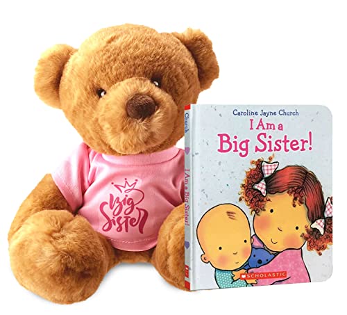 Image of Jolitee Big Sister Teddy Bear Stuffed Animal 12" and I Am a Big Sister Book for 2 Year Old 7.1", Caroline Jayne Church Hardcover, Toddler Big Sister Gifts for Little Girls