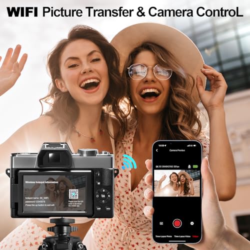 Image of NBD 5K Digital Cameras for Photography - 16X Zoom Travel Camera with 180 Flip Screen, 64MP Vlogging Cameras Fotograficas for YouTube, Auto Focus, Macro Lens, 2 Batteries & 64GB TF Card（Silver）