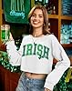 For G and PL Women's St. Patrick's Day Long Sleeve Irish Lucky Crew Neck Crop Top, White & Ombre Shamrock Green, L #1