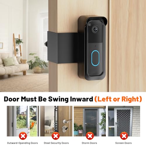 Blink Doorbell Mount, 2nd Gen Anti-Theft Blink Doorbell Camera Mount No Drilling with Rain Cover, Fit for Blink Video Do - Additional View