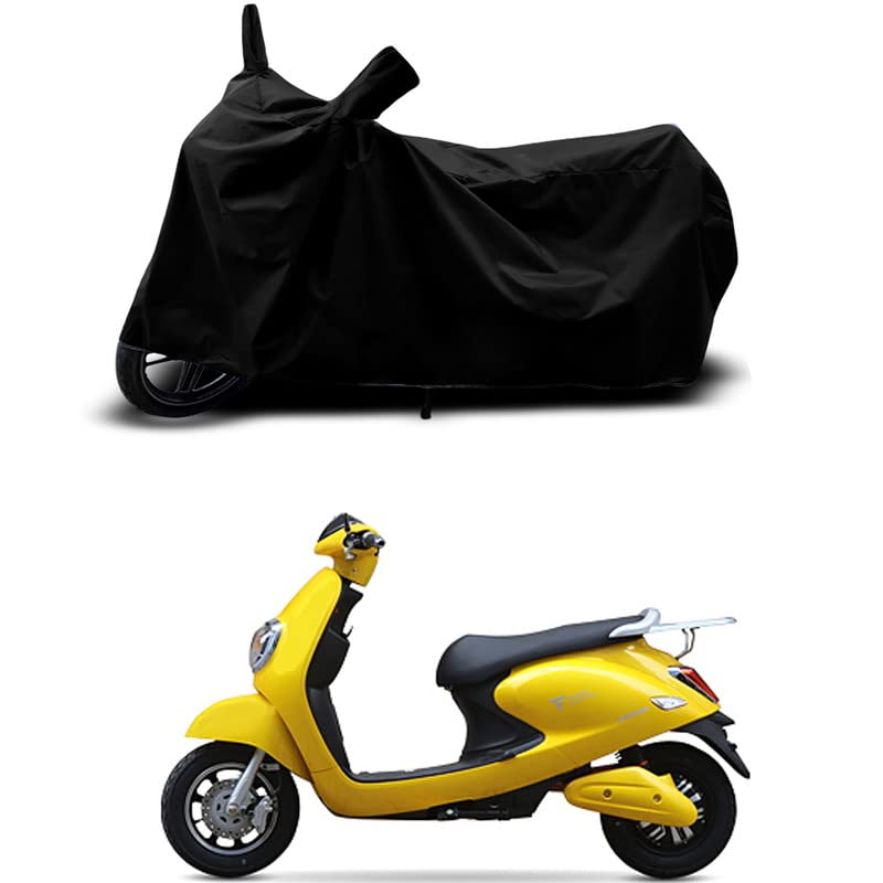 Image of 100% Scratchproof /UV-Rays /Heat Protection /Birds Dropping /Water Resistant /Dust Proof /Waterproof /Bike Scooty Two Wheeler Body Cover Compatible for Techo Electra Emerge All Varients[Black]