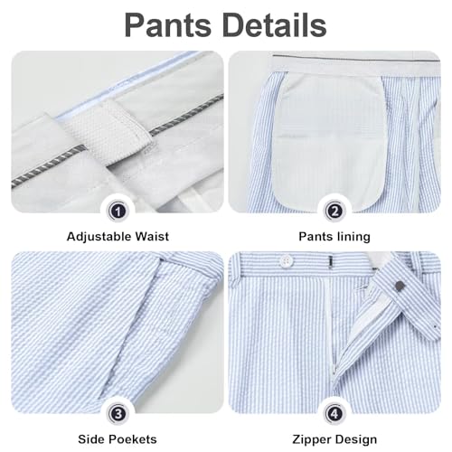 Mens Suit Seersucker Pants Lightweight Summer Seersucker Sport Coat Pant Set Fit Suits Trousers for Men Beach Outfit3