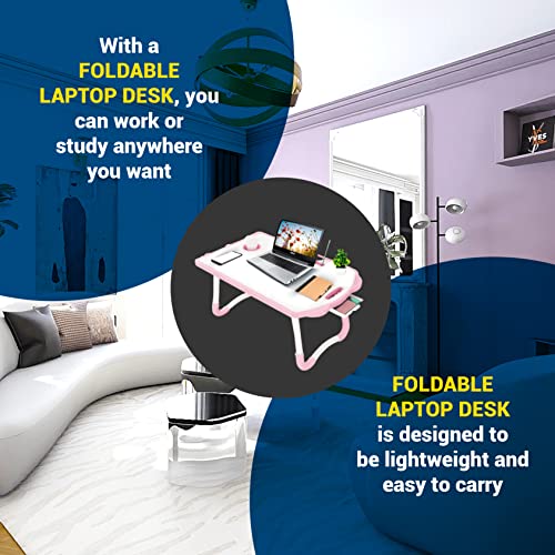 Lap Desk Fancy Taped Edge Foldable Laptop Floor Table, Drawing Desk, Portable Laptop Bed Tray Folding Dormitory Notebook Stand Reading Holder Serving Bed Tray With Tablet Slots For Bed/Couch #TOP4