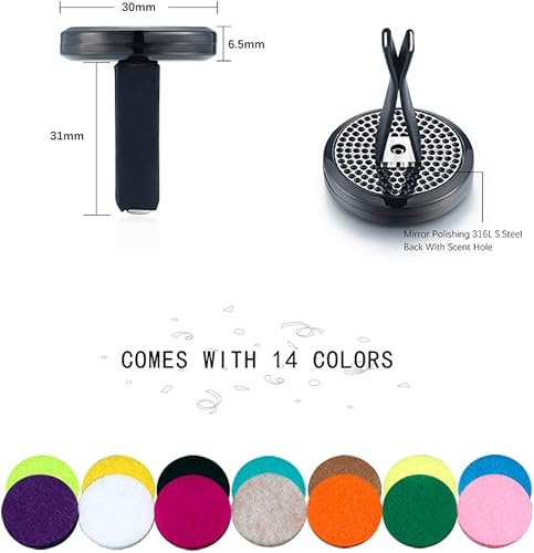 Miniatura 6 de Mesinya - Difusor de ambientador surtido (1.18 pulgadas) de acero inoxidable, almohadillas de fieltro para aromaterapia, aceite esencial, clip de