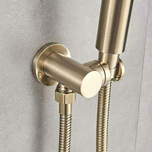 Mitigeur de douche doré brossé avec douchette et bec de baignoire encastrable 8"