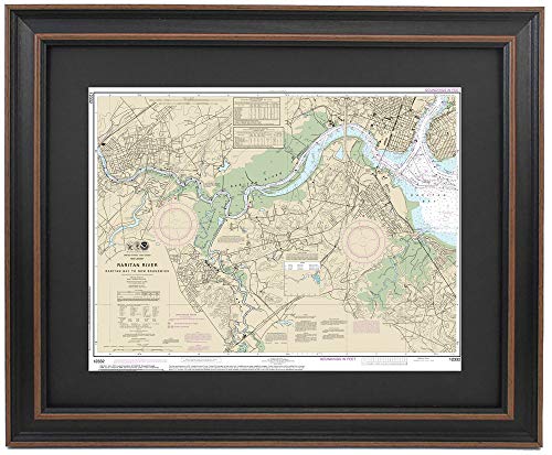 Framed Nautical Map 12332 : Raritan River, NJ- Standard Size. Handmade in USA
