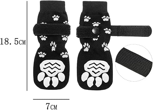 Miniatura 6 de Calcetines antideslizantes para perro, 2 pares, protector suave y ajustable para patas de mascotas, antideslizante, doble cara, protector de patas