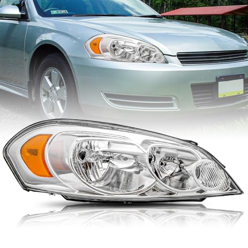 BRYGHT Fits for 2006 2007 2008 2009 2010 2011 2012 2013 Chevy Impala Headlight Assembly 14-16 Impala Limited / 06-07 Monte Carlo OE Style Replacement, Chrome Housing Right Passenger Side