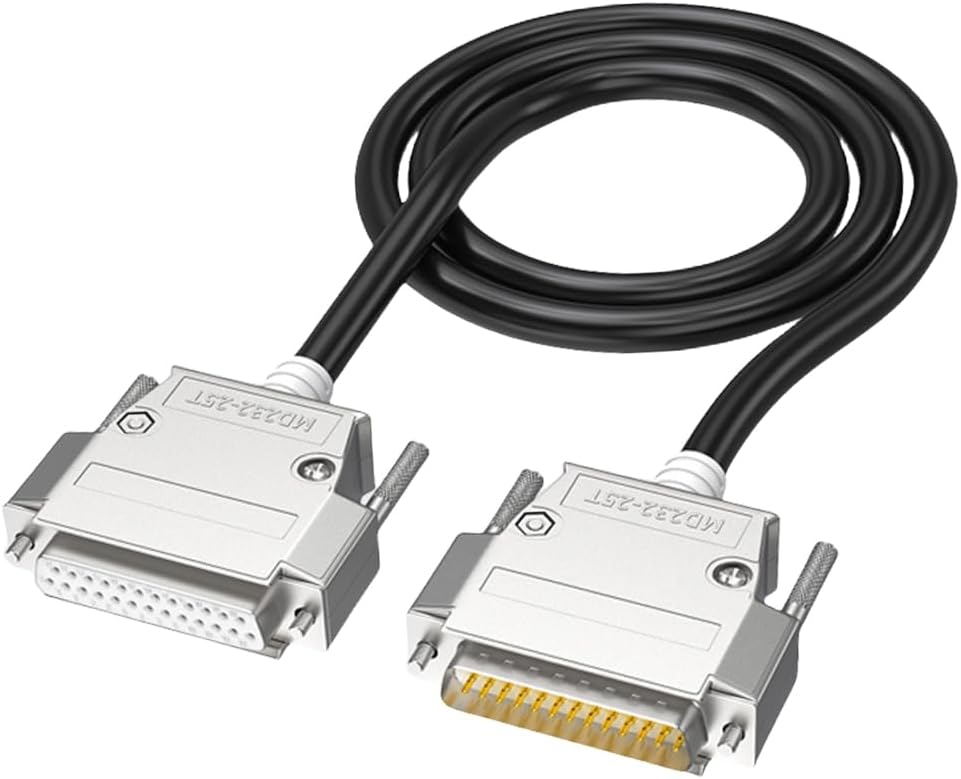 RS232 DB25 オスメス接続ケーブル 26AWG 銅線さまざまな長さのオプション耐熱性、黒