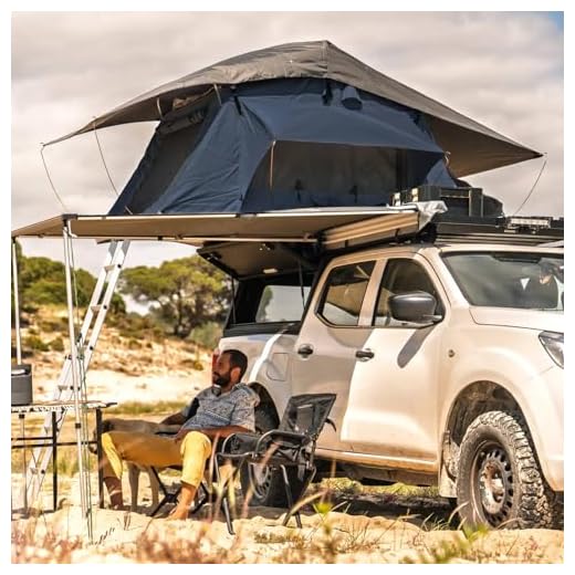 Prime Tech | Autodachzelt Wasteland Pro XL | Softshell Dachzelt für 2–3 Personen | Azur-blau/Oliv-grün | Inkl. 3D-Mesh-Unterlage & Ripstop-Stoff | Skyview | Leichtgewicht 56 kg | Schneller Aufbau
