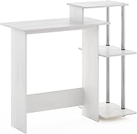 Vista 54 de Furinno - Escritorio compacto para computadora con estantes, Tablero de partículas, Marrón oscuro