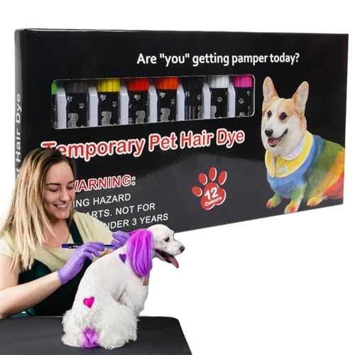 犬用ヘアダイ | 子犬用グルーミングマーカー | 洗い落とし可能で鮮やかなペット安全な犬毛カラーキット 仮装スタイリングやイベント用グルーミングに最適