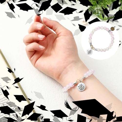 Remuuly 16 Set Graduation Bracelet Gifts for Her or Him Graduation Compass Beaded Bracelets Graduate College High School Inspirational Gifts for Classmates2