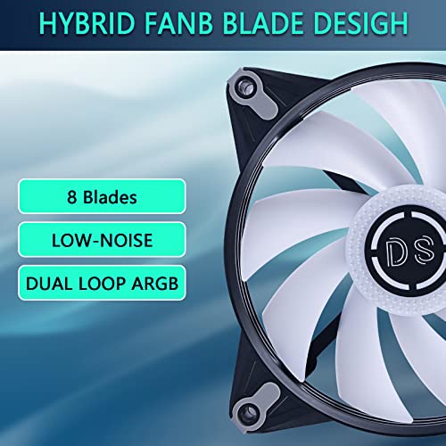 DS Static Rainbow Light RGB LED 120MM Computer Case Fans for PC Cases, CPU Coolers, Radiators System (6 Pack rgb fans kit, E Series) - Image 7