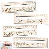 Smdbzda Lesehilfe Lesezeichen Kinder 1 Klasse, 4 Stück Lesehilfe und Lineal für Schulkind Personalisiert, Personalisiert Holz Lesezeichen Leselineal, Geschenke für Mädchen und Jungen zum Schulanfang