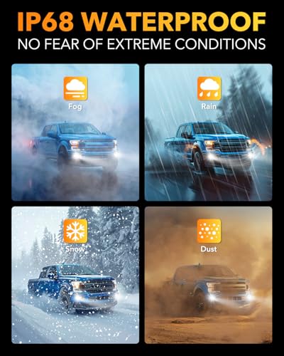Image of OXILAM H10 9145 LED Fog Light Bulbs, 65000LM 6500K Cool White, 1200% Brightness H10 9140 9040 9045 LED Fog Lights, Play and Plug, Non-polarity, Pack of 2
