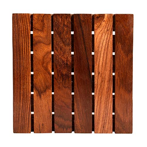 Image of AAKRITI ART CREATIONS Wooden Coaster Set Handcrafted with Floral Art Set of 2 | Natural Brown Wooden Coasters | Matte Finish Table Coasters | for Dining Table & Home